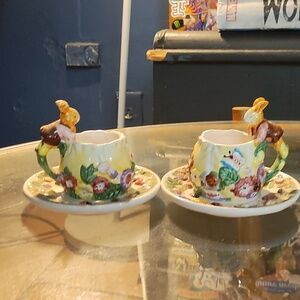 Set of Easter porcelain tea cups